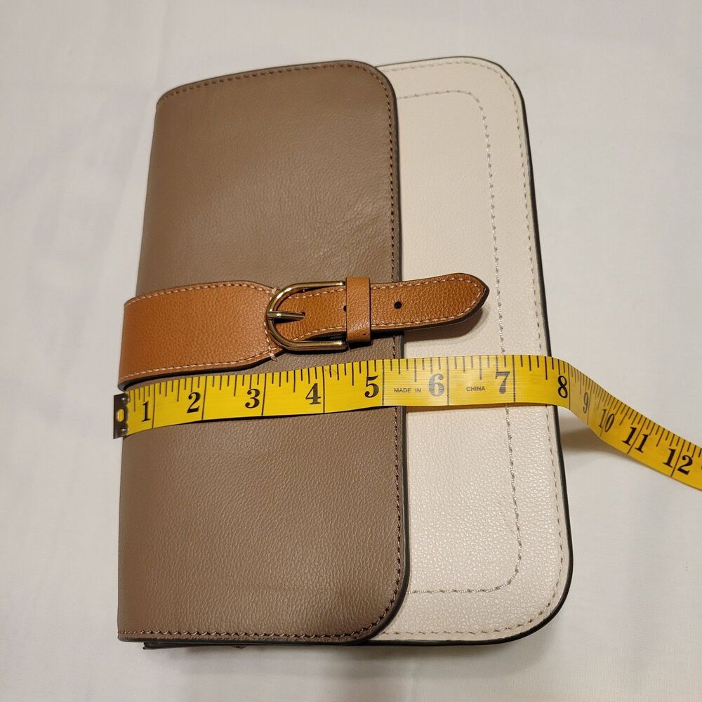 Fossil Medium Leather White Tan Beige Shoulder Crossbody Purse Bag - Picture 11 of 14